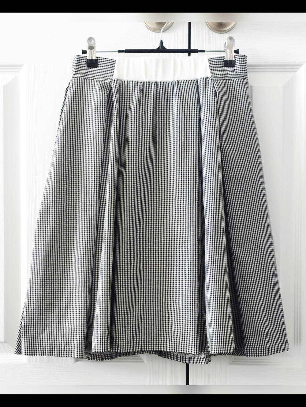 Black and White Gingham A-Line Skirt